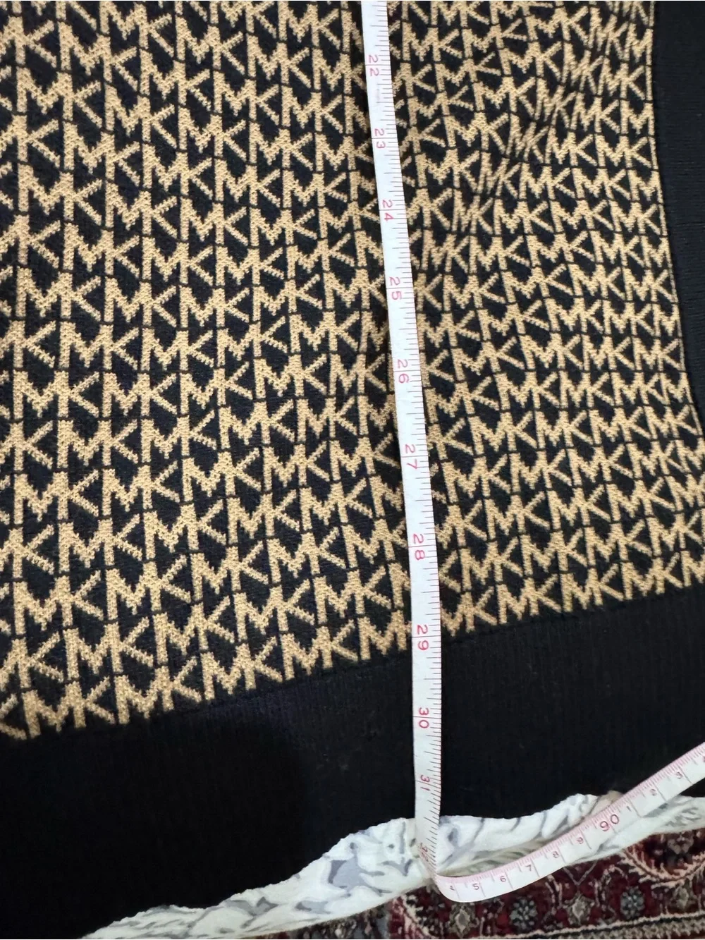 Michael Kors Black & Brown Logo-Pattern Open front cotton blend Cardigan size M